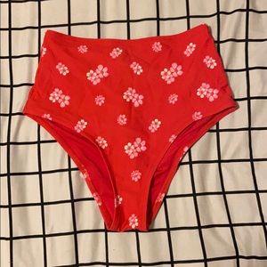 Aerie red high waisted bikini bottoms